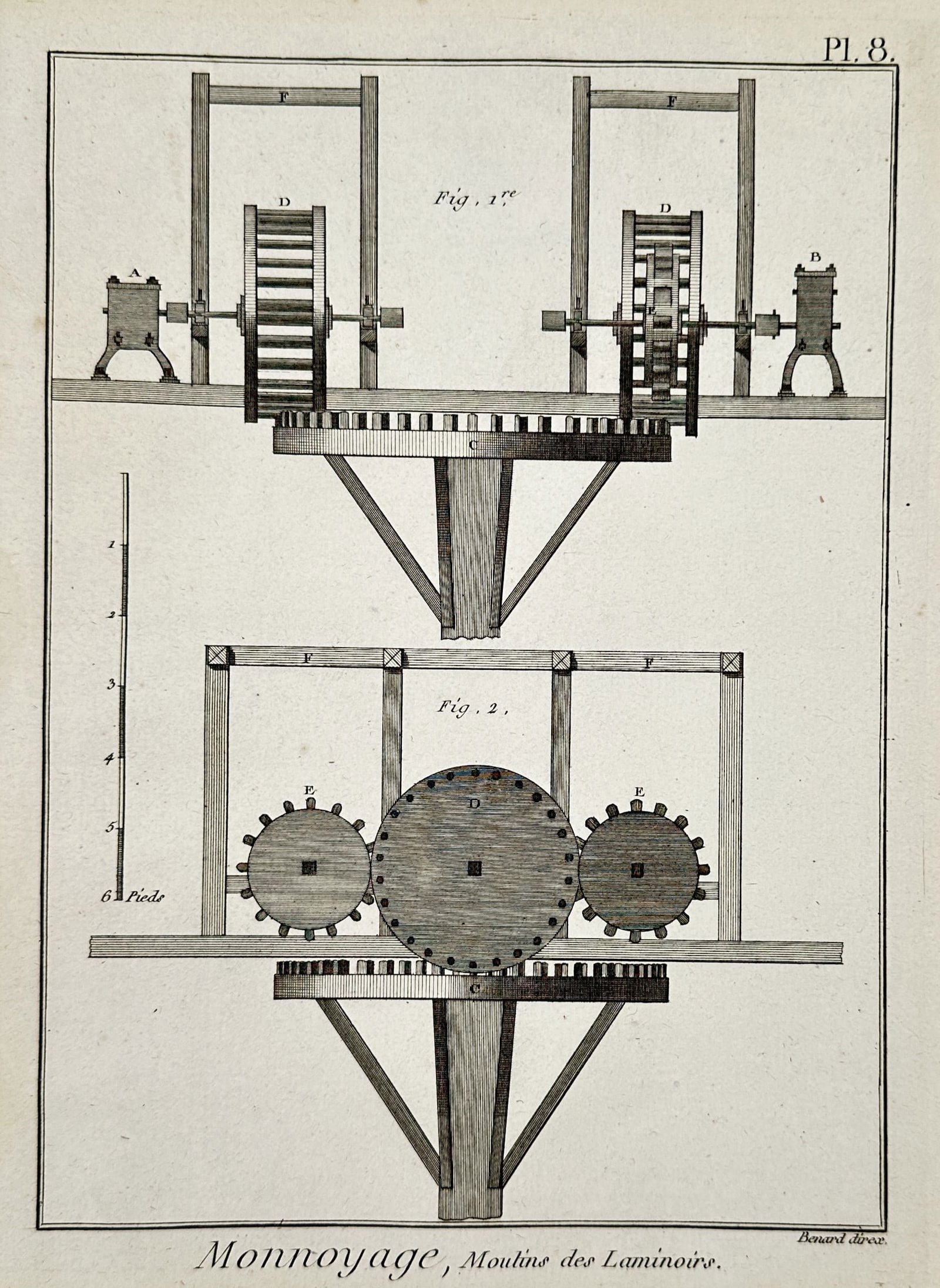 Robert Benard (1734-1777) – View of Gear Assemblies for Coining Mills – Engraving (1765) (1 of 2)