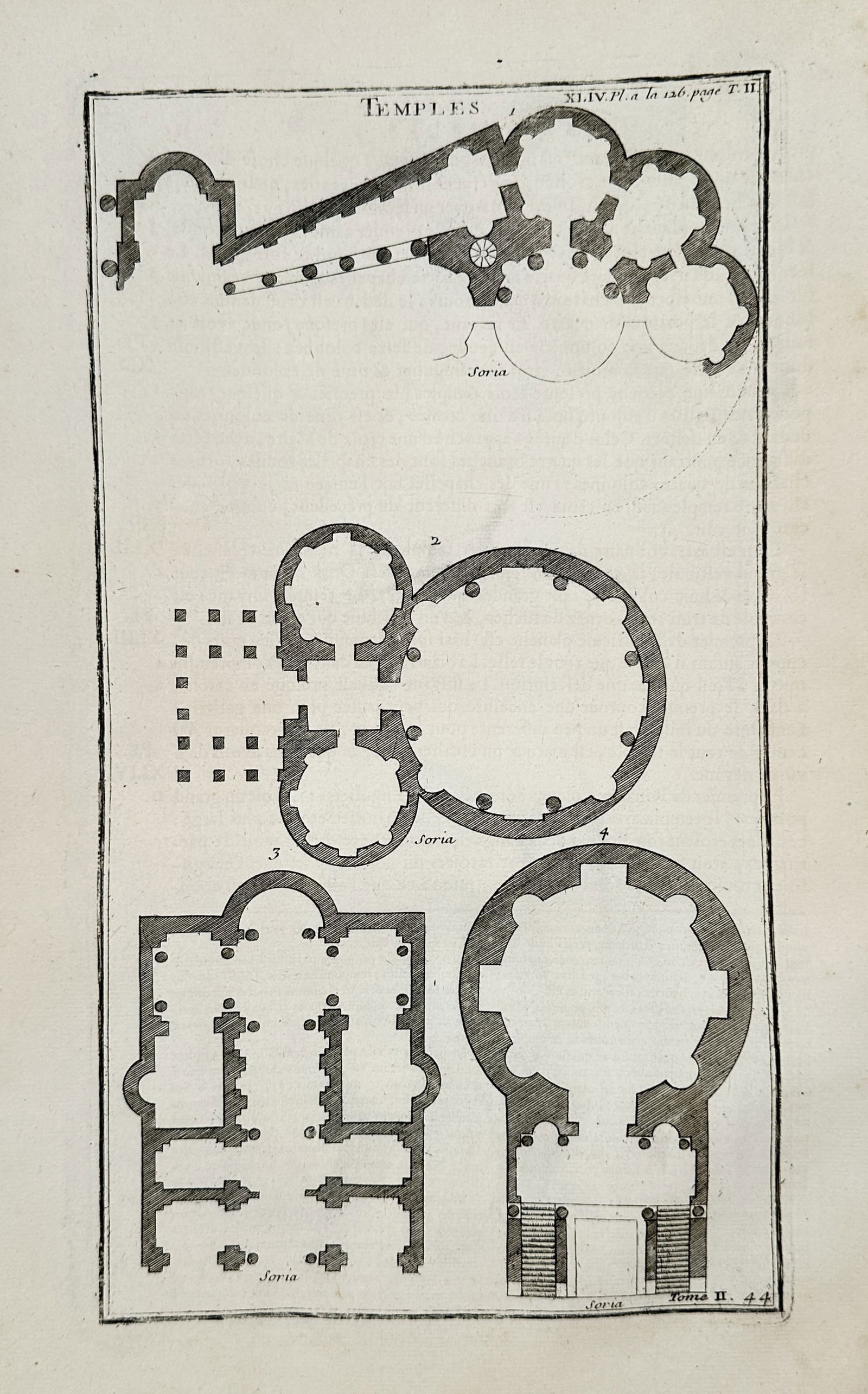 Bernard de Montfaucon (1655-1741) – Illustration of Architectural Ground Plans - Engraving (1 of 2)