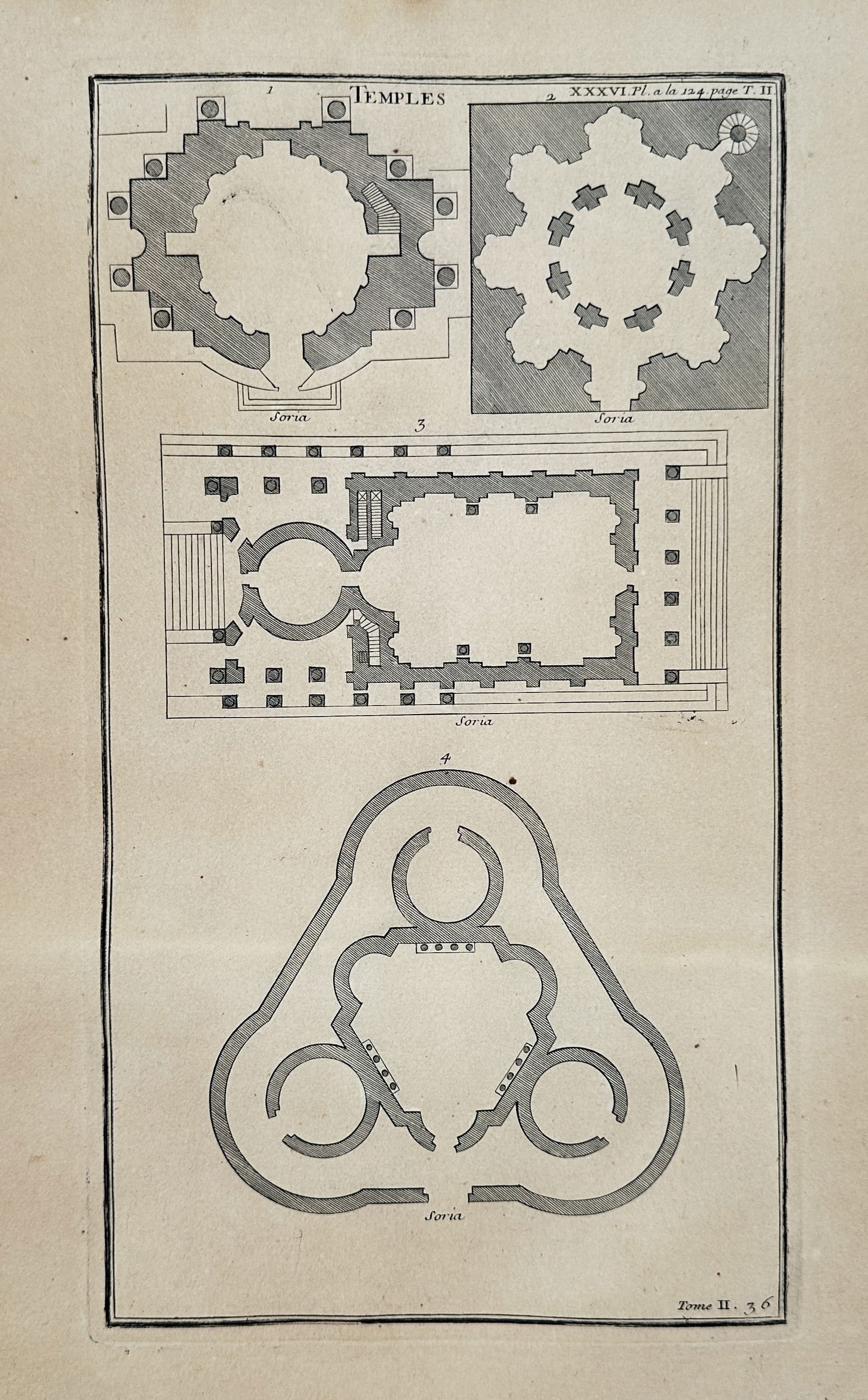 Bernard de Montfaucon (1655-1741) – Illustration of Architectural Ground Plans (1719) (1 of 2)
