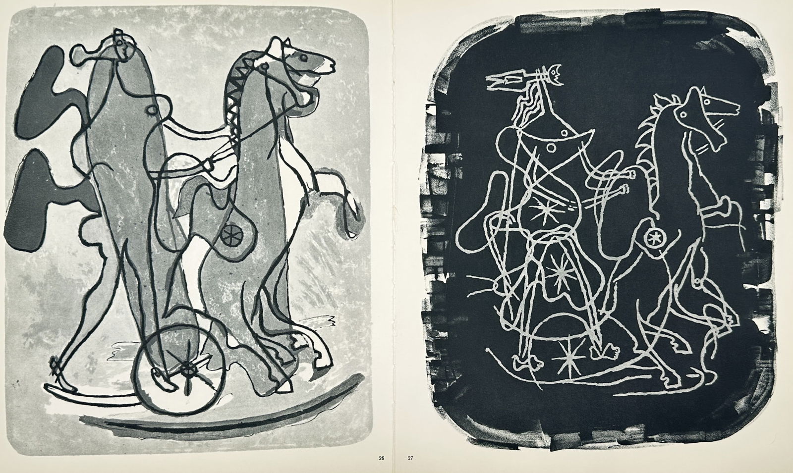 Pablo Picasso (1881–1973), after – Set of 2: Studies of a Chariot and Horse – Offset print (1 of 2)