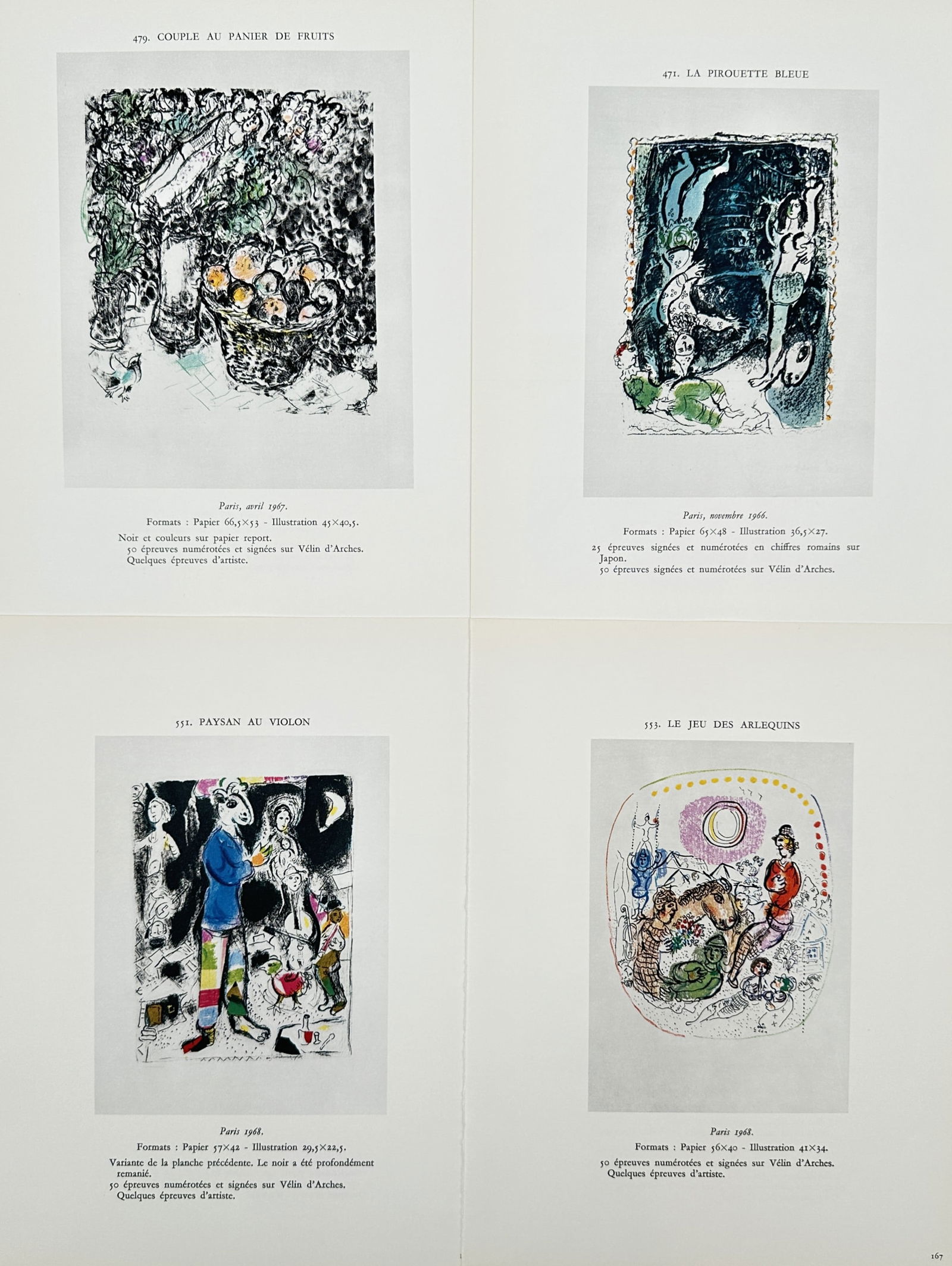 Marc Chagall, after – Set of 4: Theatrical and Romantic Scenes – Offset print (20th Century) (1 of 2)