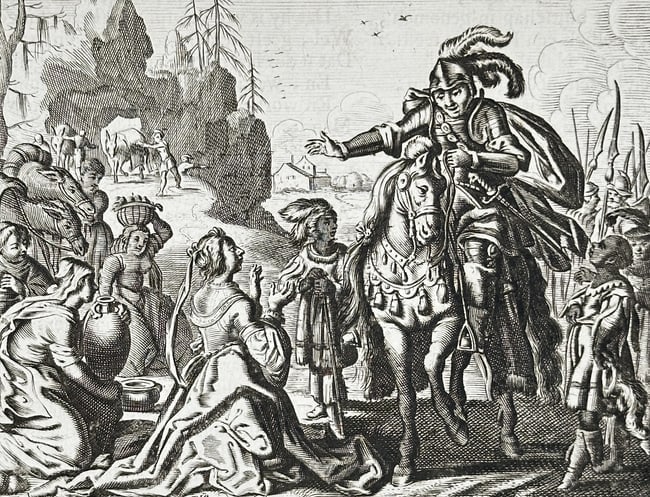 Jacob Cats (1577-1660) – David and Abigail – Engraving (1655) (1 of 3)