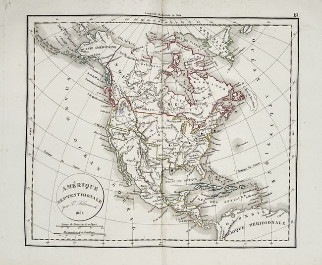 Felix Delamanche (1805–1867) – Map of North America – North America – Engraving (1 of 2)