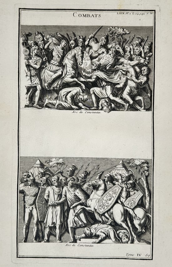 Bernard de Montfaucon (1655–1741) – Battles from Constantine – Engraving (1719–1724) (1 of 2)