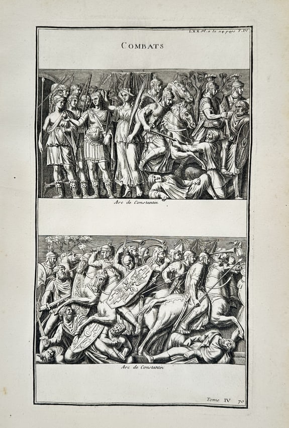 Bernard de Montfaucon (1655–1741) – Battles from the Arch of Constantine – Engraving (1 of 2)