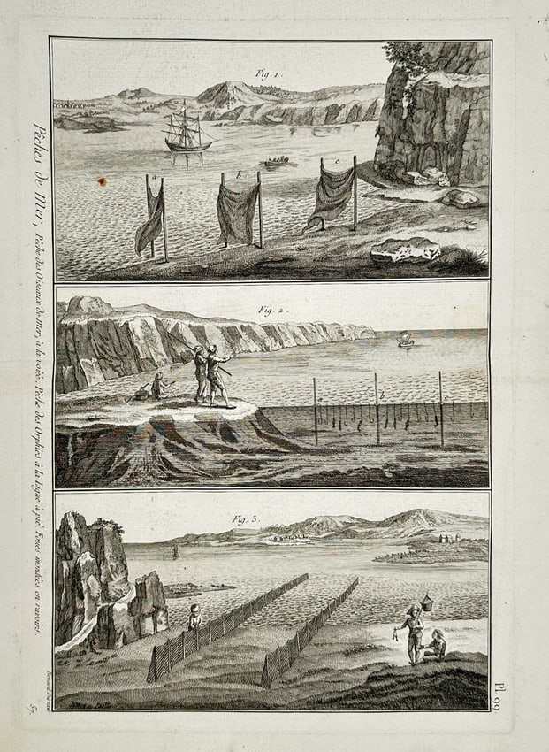 Robert Benard (1734–1777) – Studies of Bird Hunting and Coastal Line Fishing (1 of 2)