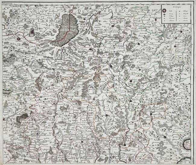 Nicolas Sanson (1600–1667) – Map of the Duchy of Limbourg – Belgium and Germany (1 of 2)
