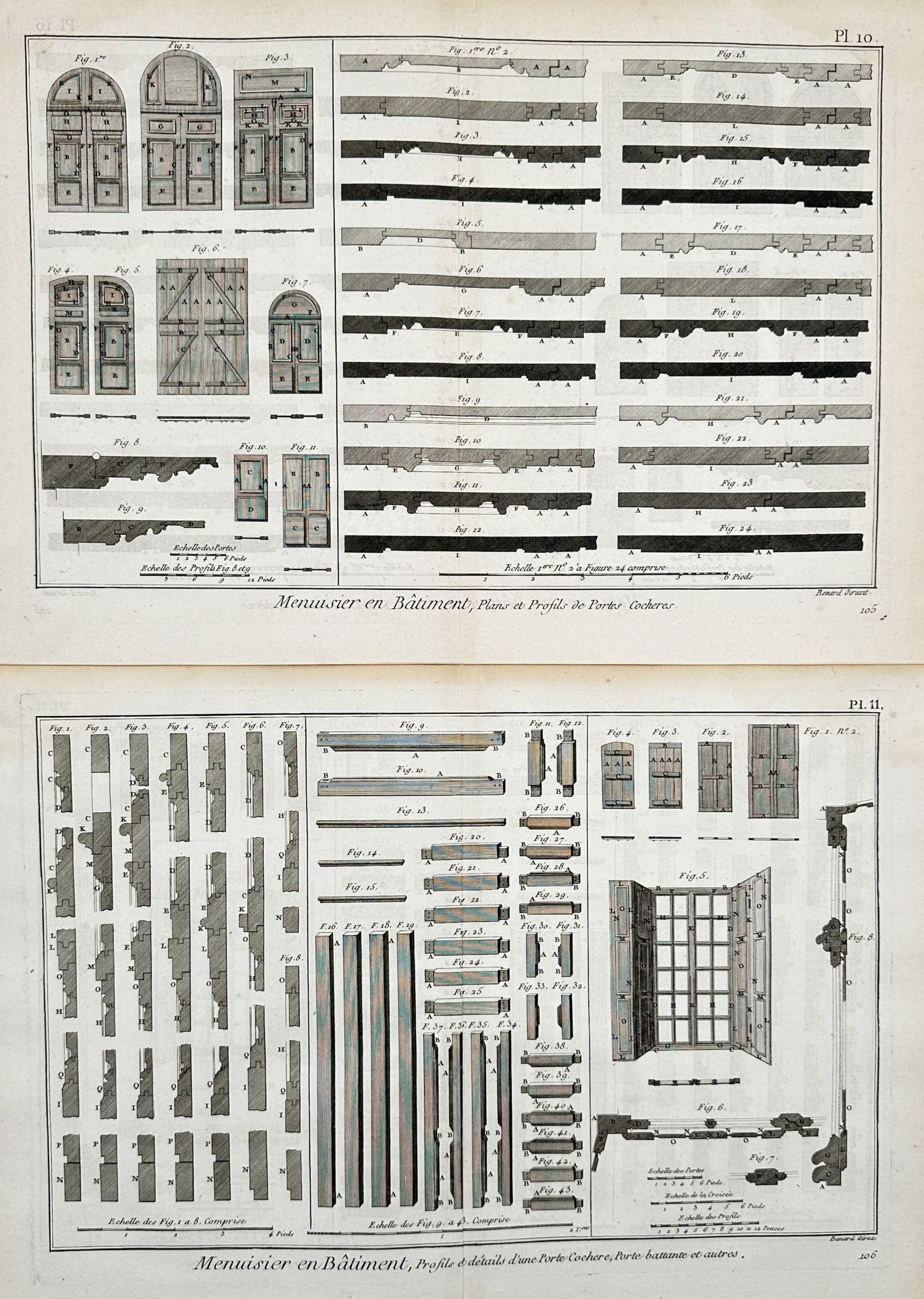 Robert Benard – Set of 2: Technical Architectural Studies of Doors and Carriage Entrances (1 of 2)