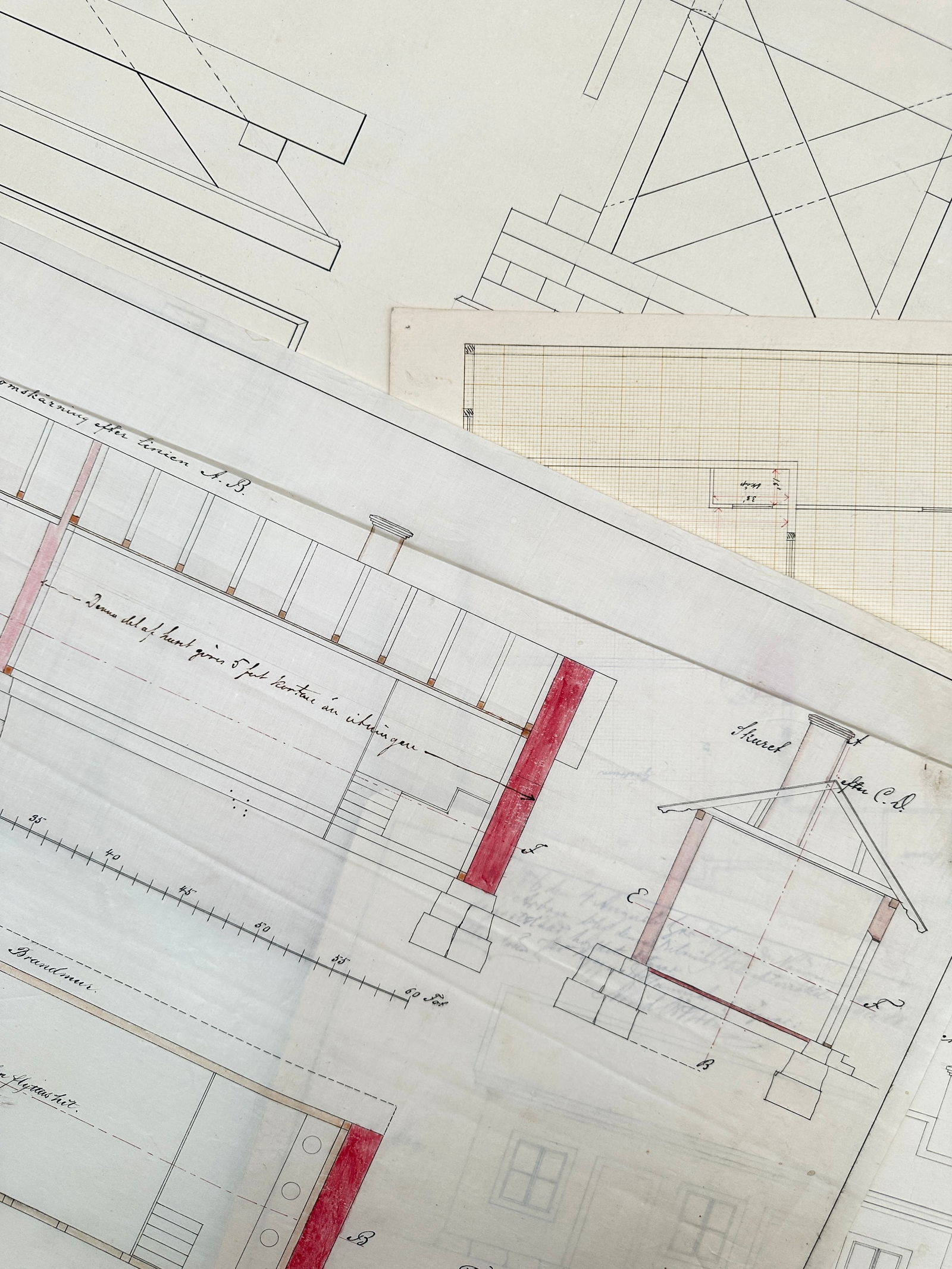 Gustaf Edvard Bäckman – Set of 4: Architectural Elevations and Floor Plans for a Domestic (1 of 3)