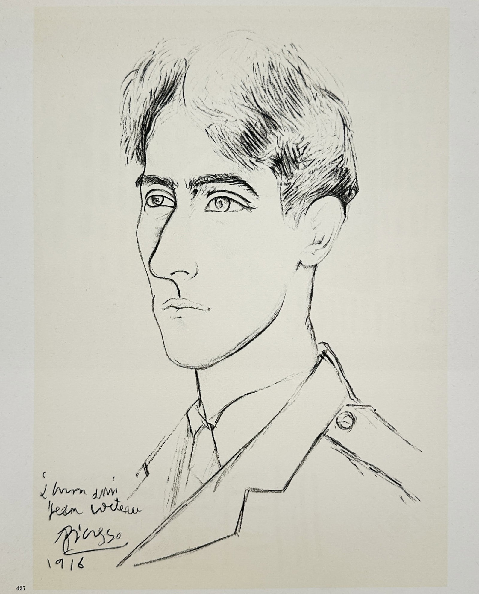 Pablo Picasso (1881–1973), after – Portrait of Jean Cocteau – Offset print (20th Century): "Portrait of Jean Cocteau." This 20th Century offset print is a portrait of the French writer and filmmaker Jean Cocteau and was published in the book Picasso: Theatre by Douglas Cooper in 1968. Pablo
