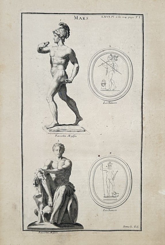 Bernard de Montfaucon (1655–1741) – Studies of Mars from Ancient Sculptures and Gems (1 of 2)