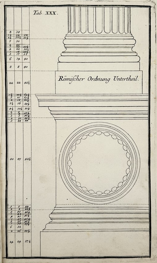 Nikolaus Goldmann – Architectural Study of the Roman Order Pedestal – Germany – Engraving (1 of 2)