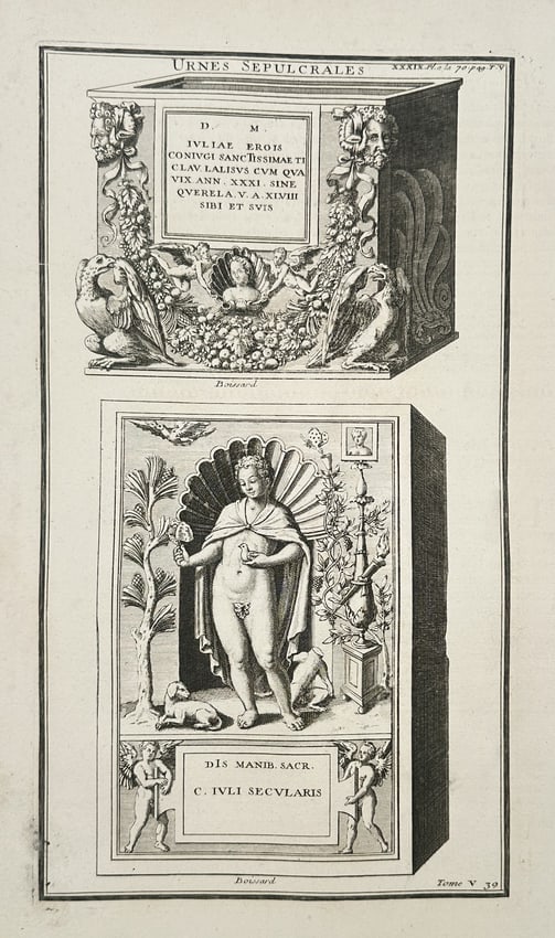 Bernard de Montfaucon (1655–1741) – View of Roman Funerary Monuments – Engraving (1 of 2)