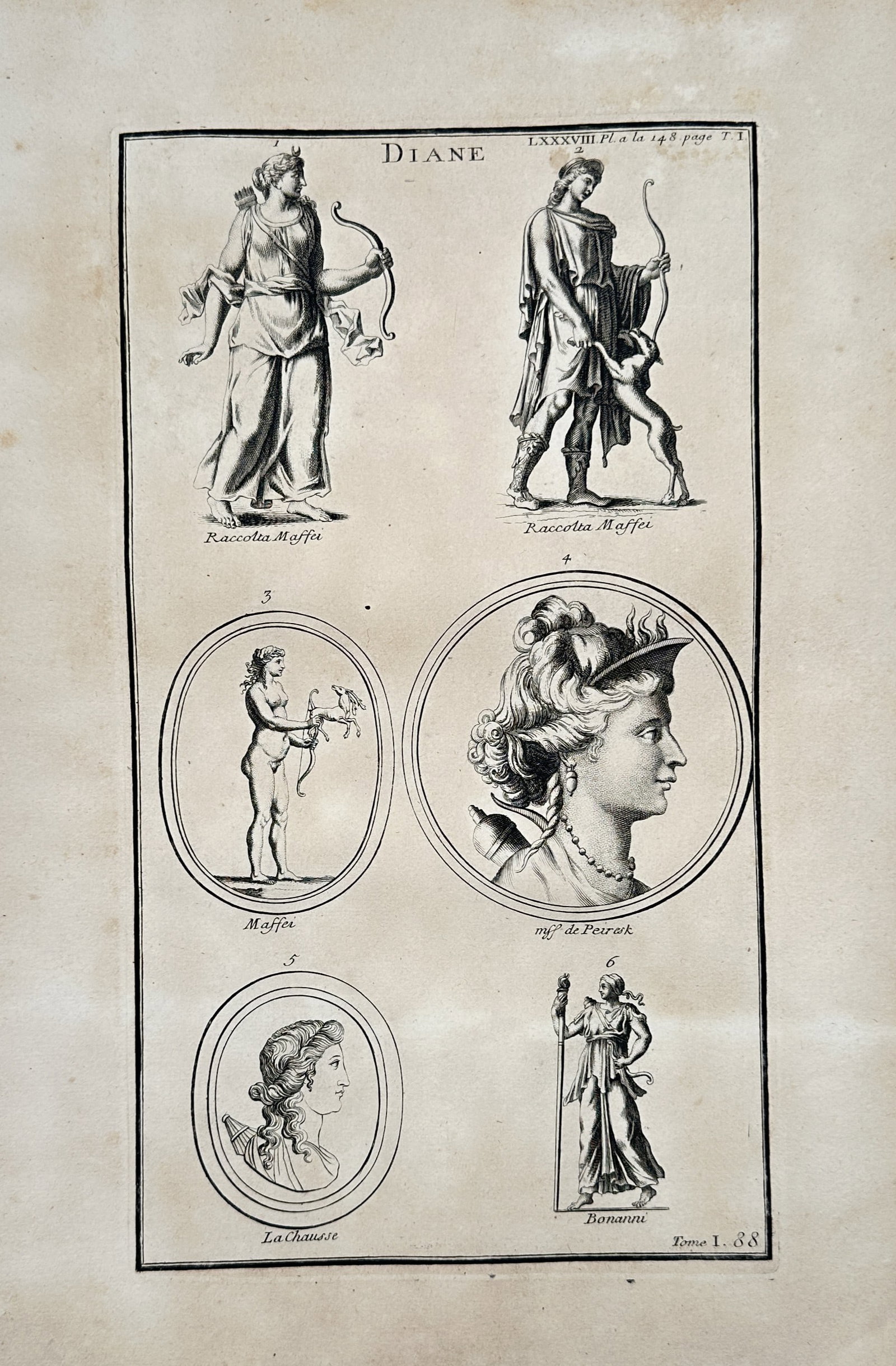 Bernard de Montfaucon (1655-1741) – View of Representations of Diana – Engraving (1719) (1 of 2)