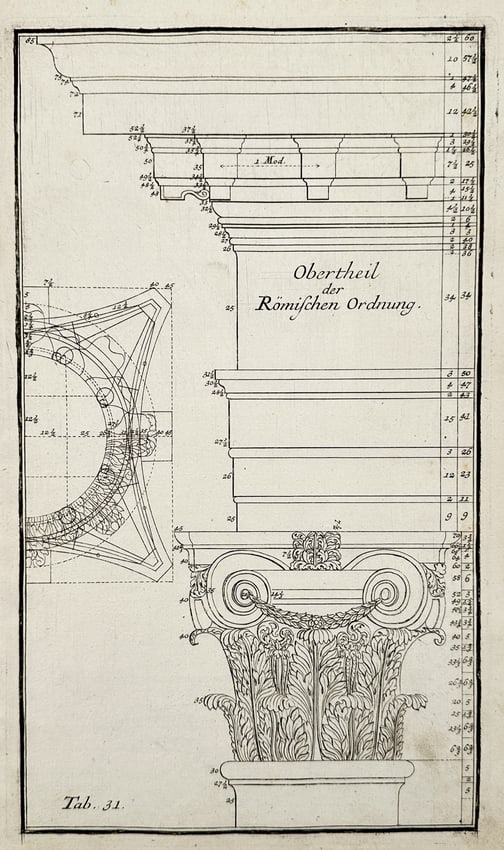Leonhard Christoph Sturm (1669–1719) – Architectural Study of the Composite Order Entablature (1 of 2)