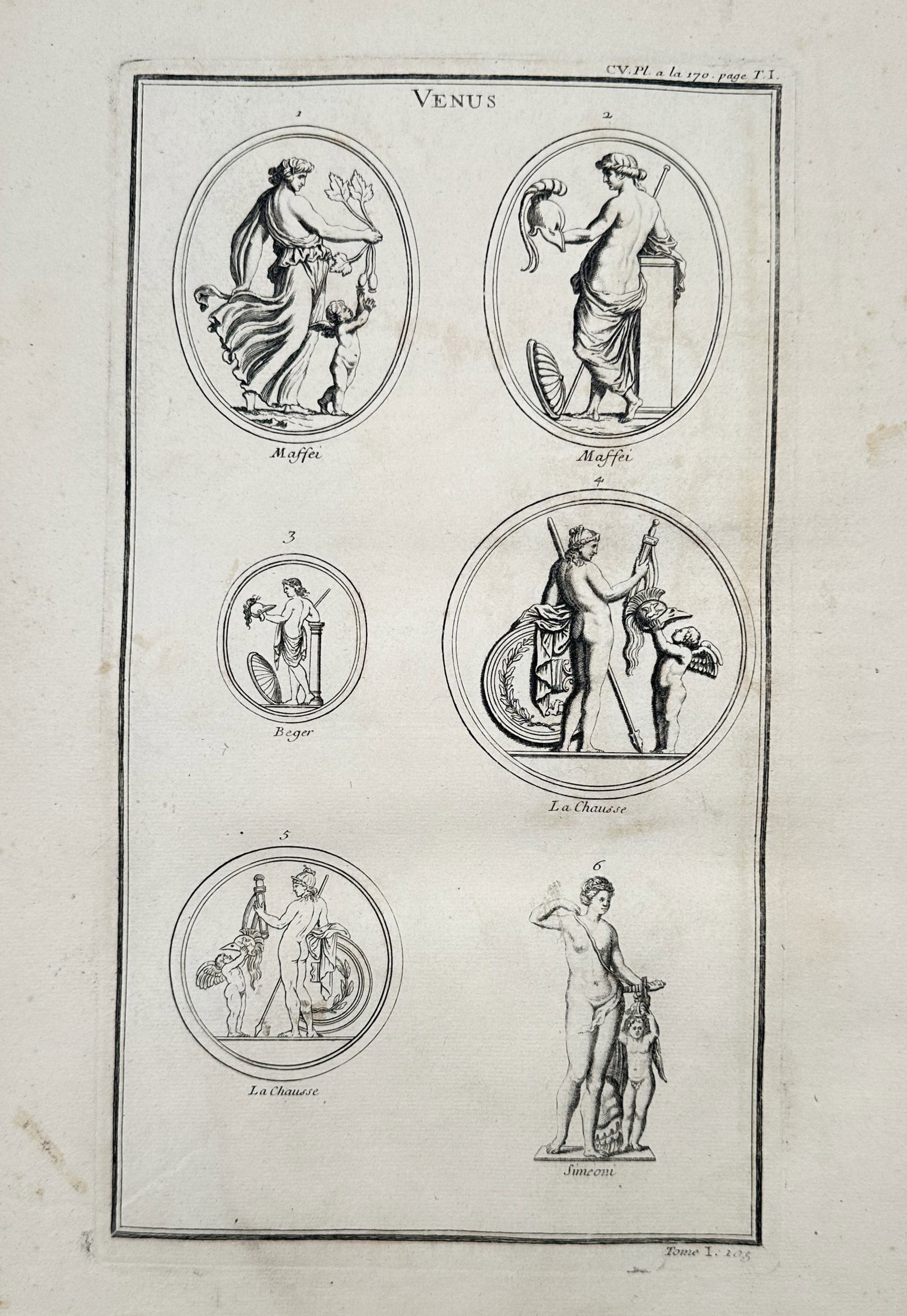 Bernard de Montfaucon (1655–1741) – View of Venus Victrix and Classical Gem Studies (1 of 2)