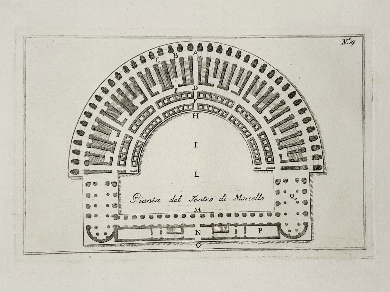 Mariano Vasi (1744–1820) – View of the Floor Plan of the Theater of Marcellus – Copper (1 of 2)