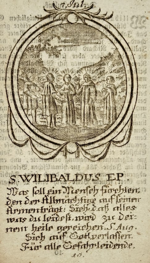 Johann Christian Leopold (1699–1755) – Saint Willibald Bishop – Engraving (c. 1730) (1 of 2)