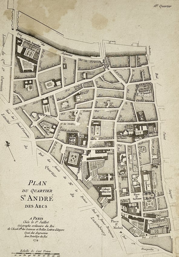 Jean-Baptiste Michel Renou de Chauvigné – Plan of the Saint-André des Arts District – Paris (1 of 2)