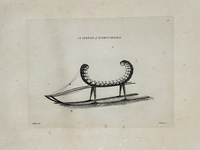 John Webber (1751-1793) – View of a sledge of Kamtschatka – Large Folio Engraving (1784) (1 of 2)