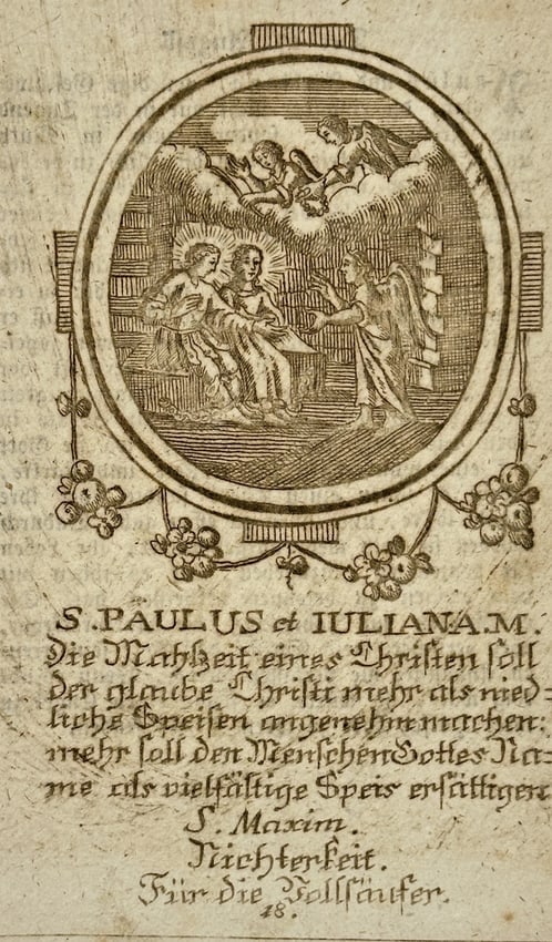 Johann Christian Leopold (1699–1755) – Saint Paul and Saint Juliana – Engraving (c. 1730) (1 of 2)