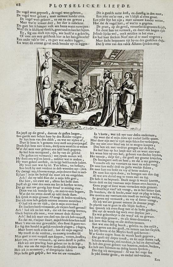 Jacob Cats (1577–1660) – Allegorical Scene of Domestic Life and Love – Etching (17th Century) (1 of 2)