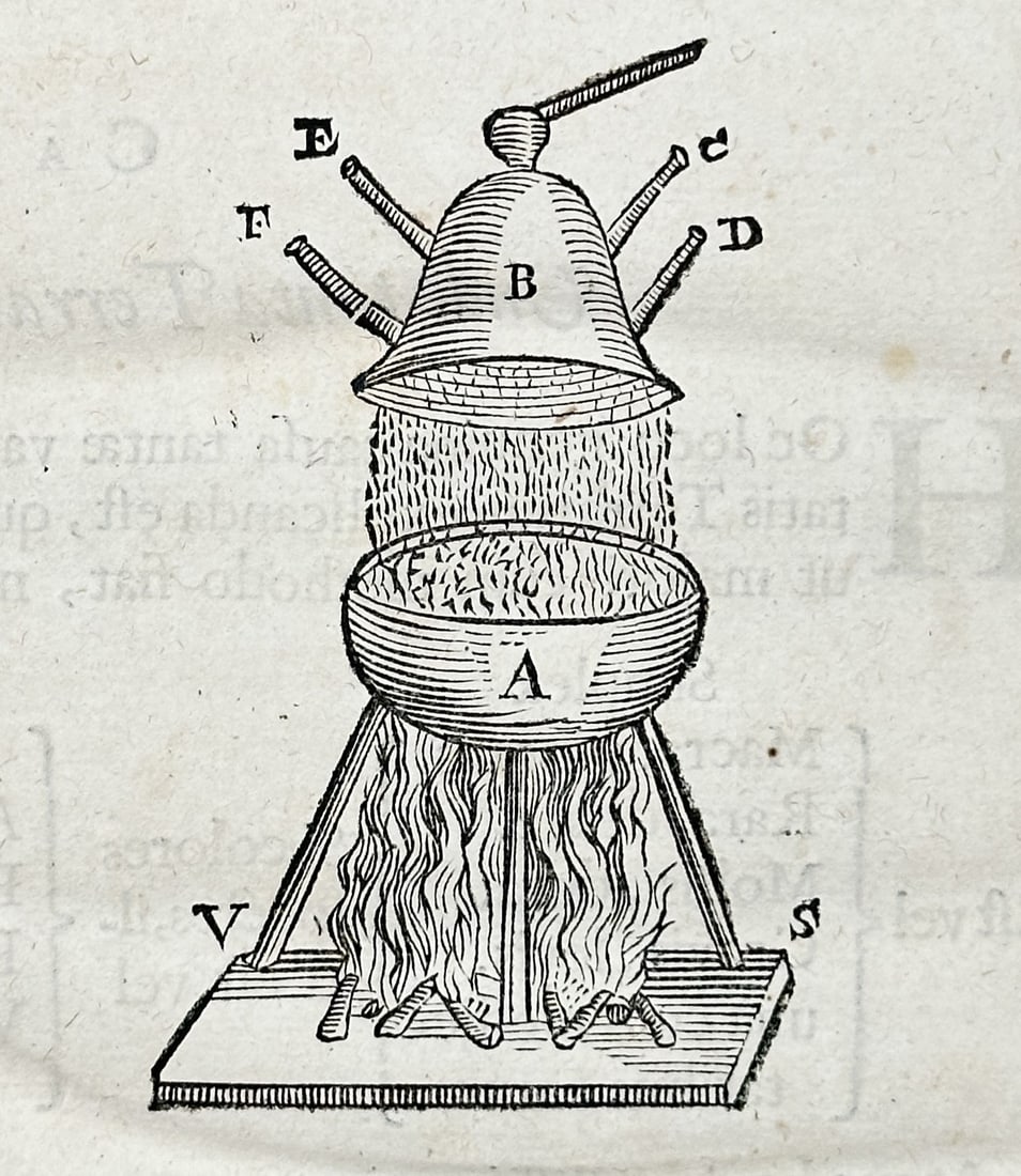 Athanasius Kircher – View of the Experiment on Earthly Vapors and Sublimation – Woodcut (1664) (1 of 3)
