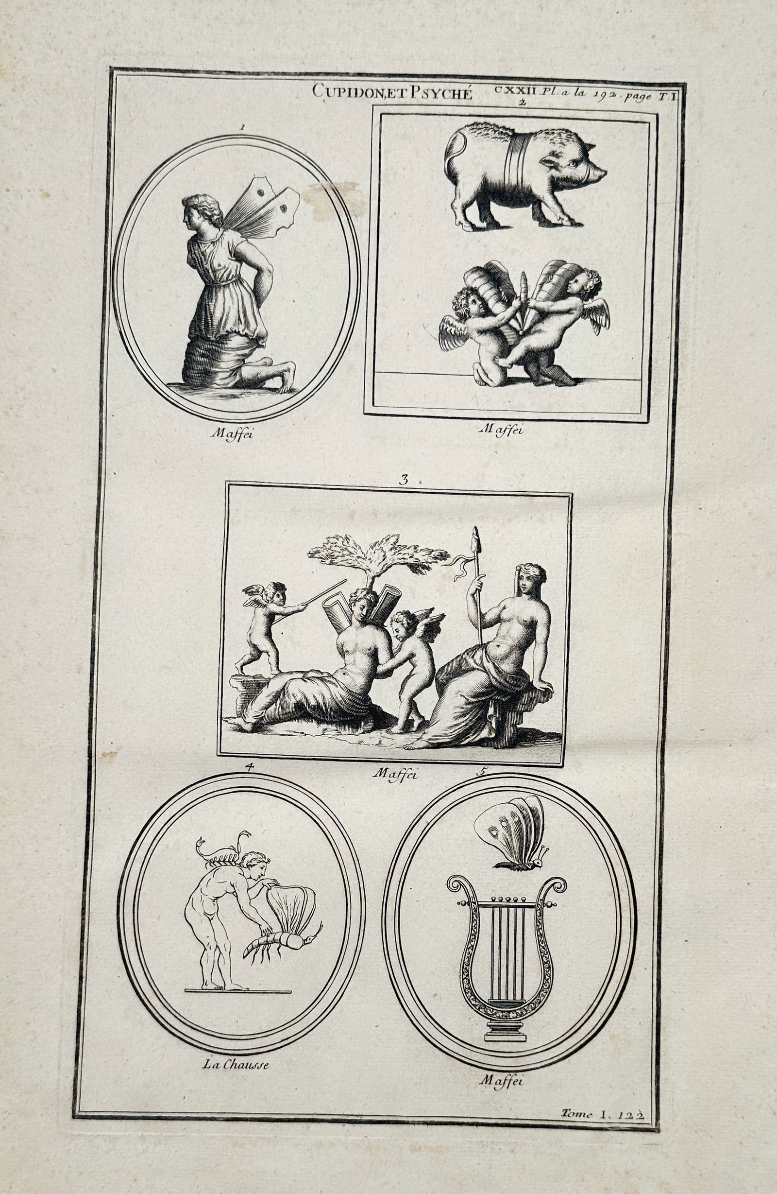 Bernard de Montfaucon (1655–1741) – View of Cupid and Psyche – Copper engraving (1719–1724) (1 of 2)