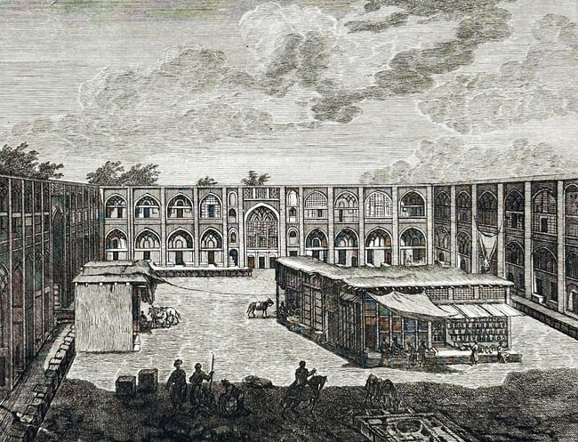 Cornelis de Bruijn (1652–1727) – View of the Jeddie Caravanserai in Isfahan – Engraving (1718) (1 of 3)