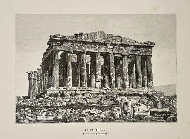 Victor Duruy (1811–1894) – View of the Parthenon in Athens – Wood engraving (c. 1880s) (1 of 2)