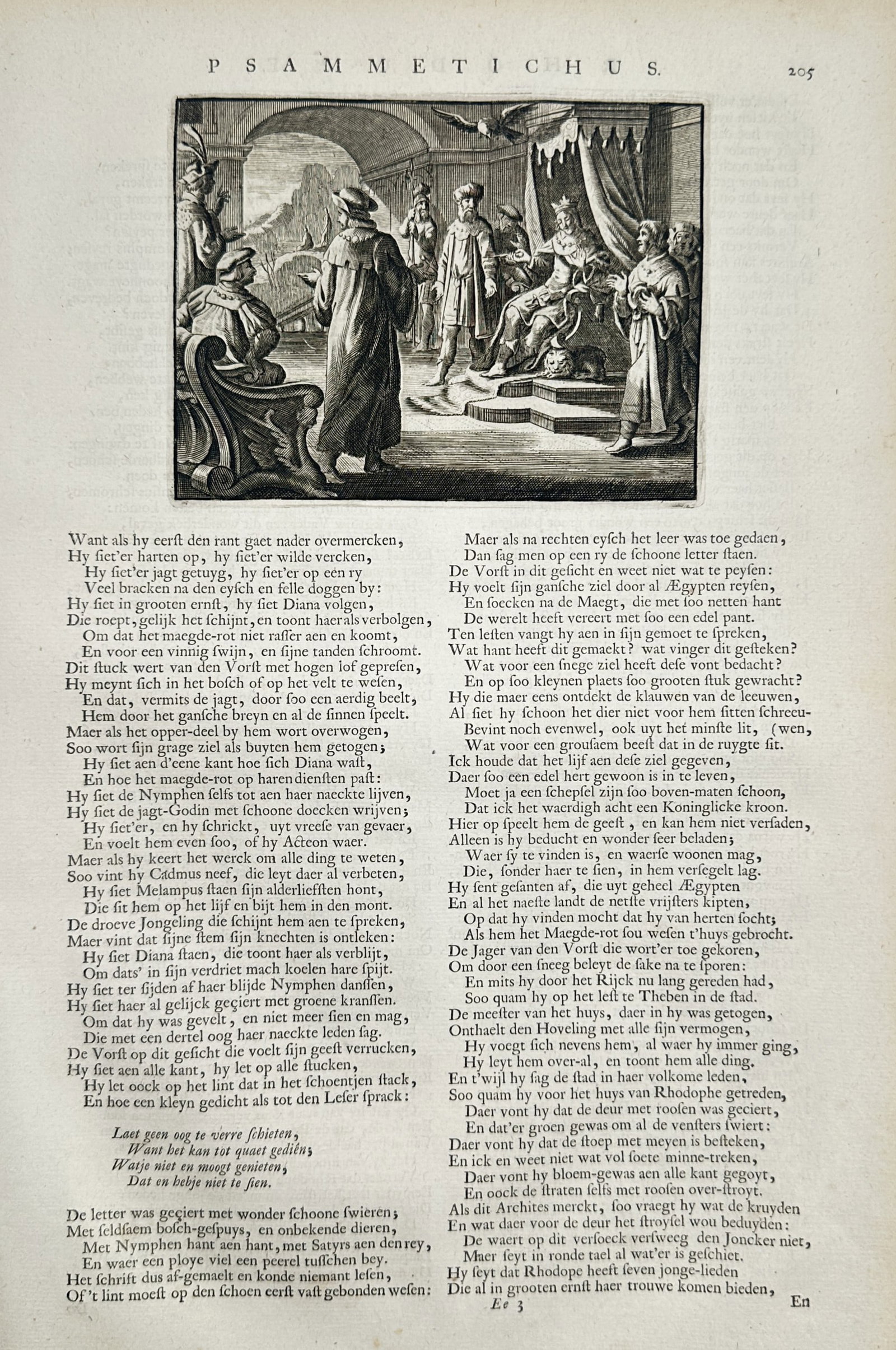 Jacques Cats (1577-1660) – Narrative Scene of Psammetichus – Netherlands – Etching (1700) (1 of 2)