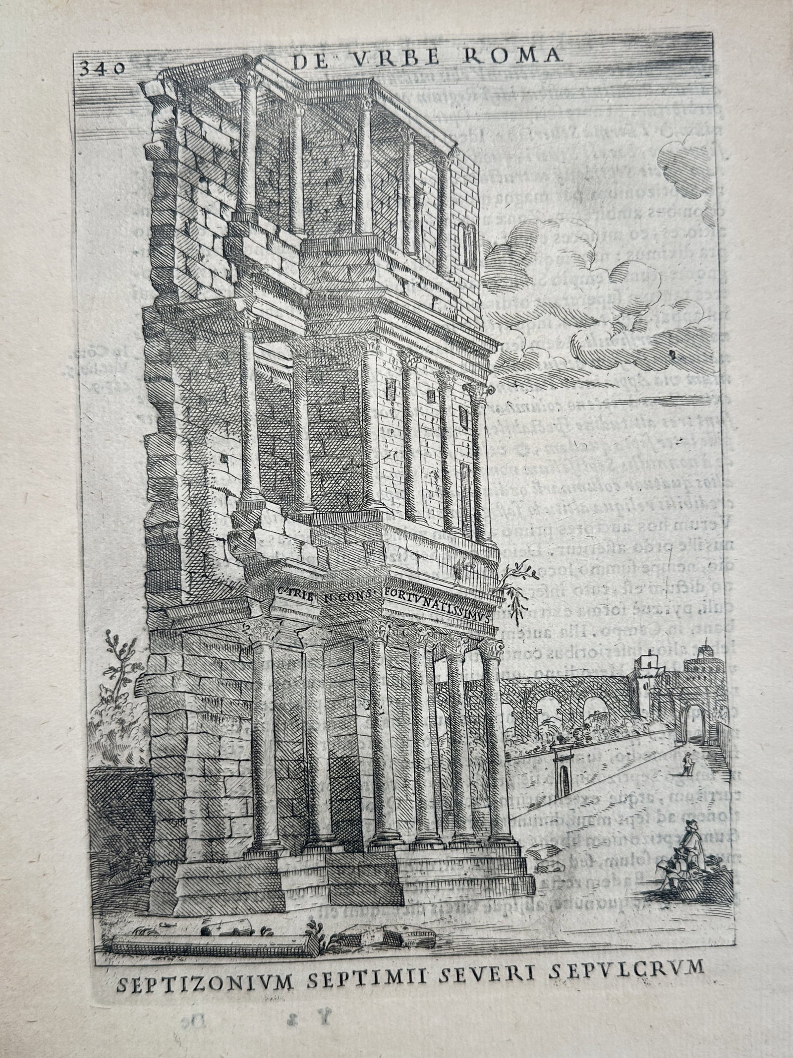 Alessandro Donati (1584-1640) – View of the Septizonium of Septimius Severus – Woodcut (1639) (1 of 2)