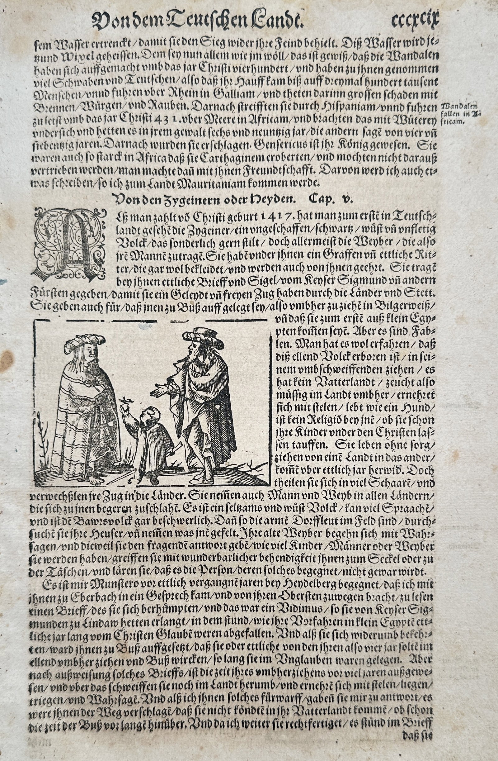 Sebastian Münster (1488–1552) – Historical Account of the Roma People – Woodcut (c. (1 of 2)