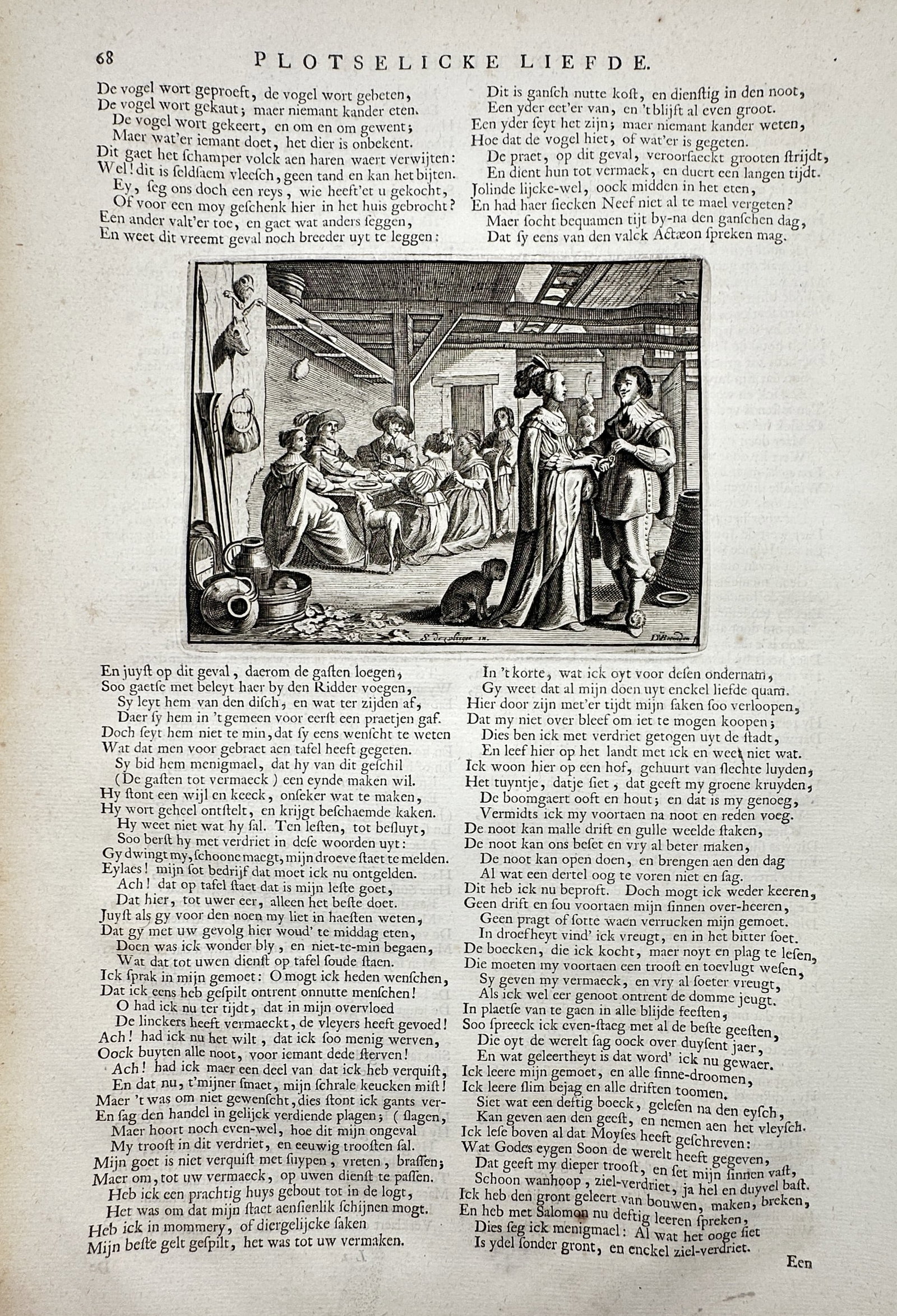 Jacob Cats (1577–1660) – Plotselicke Liefde – Copper engraving (1655) (1 of 2)