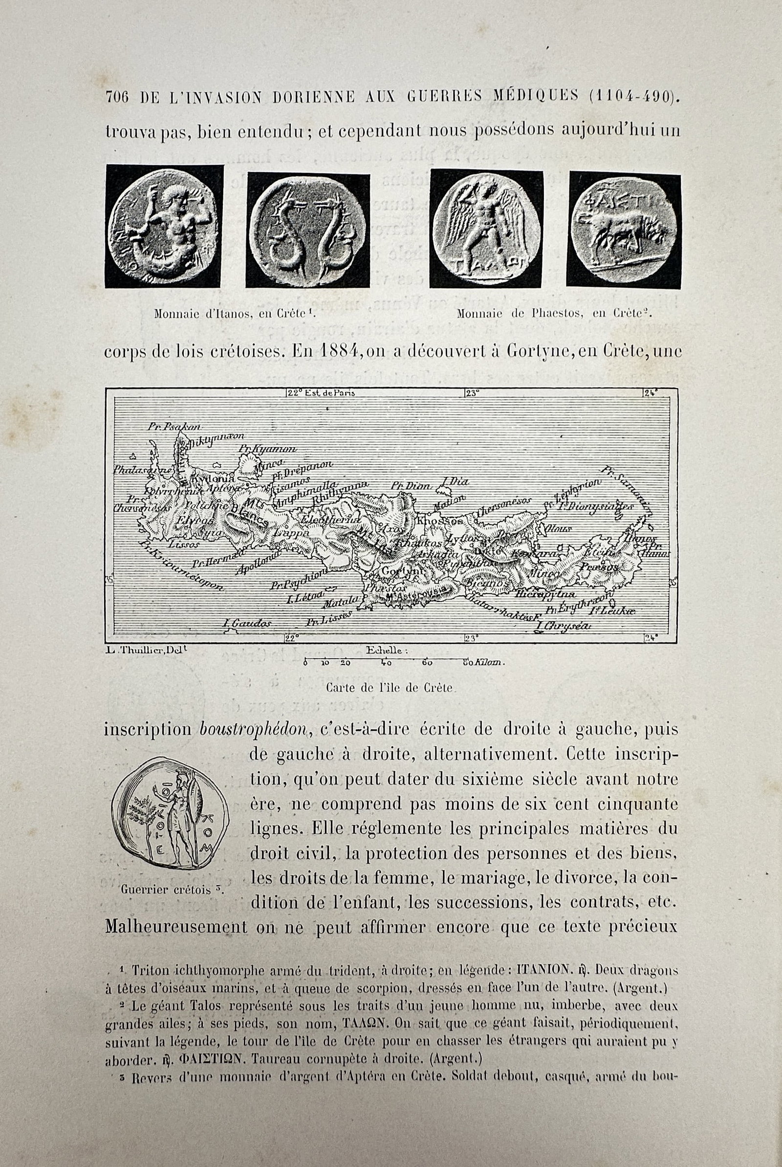 Victor Duruy (1811–1894) – Map of the Island of Crete and Ancient Coins – Greece – Wood (1 of 2)