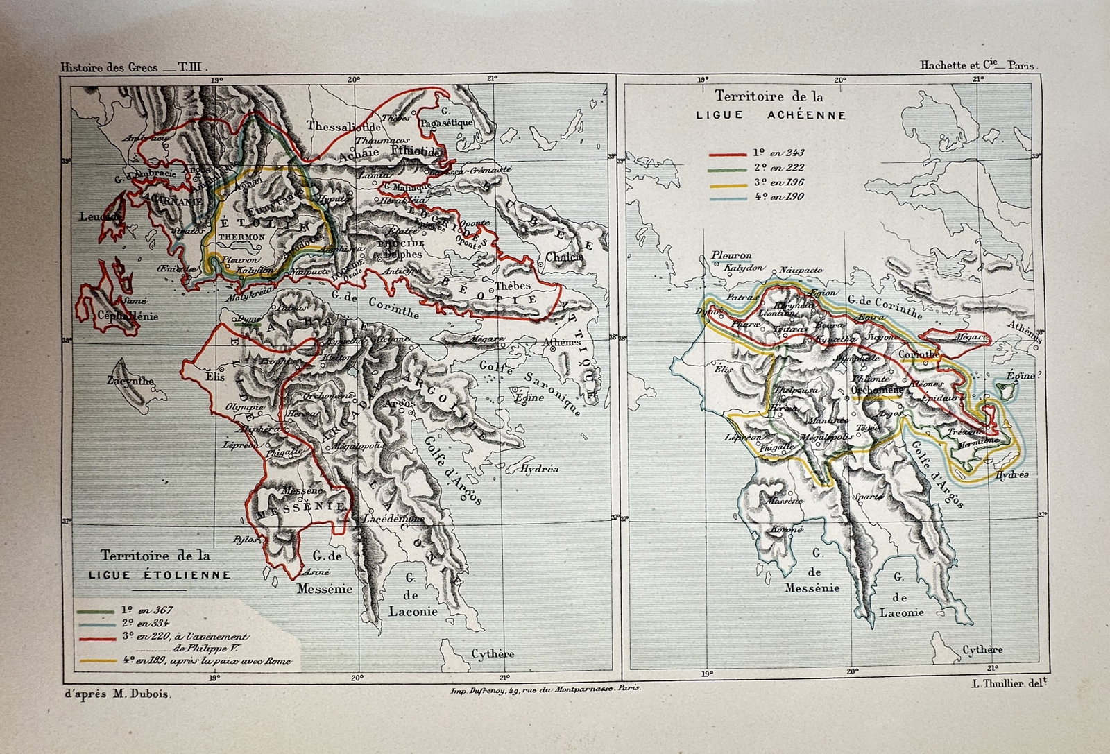 Victor Duruy (1811–1894) – Map of the Aetolian and Achaean Leagues – Greece (1 of 2)