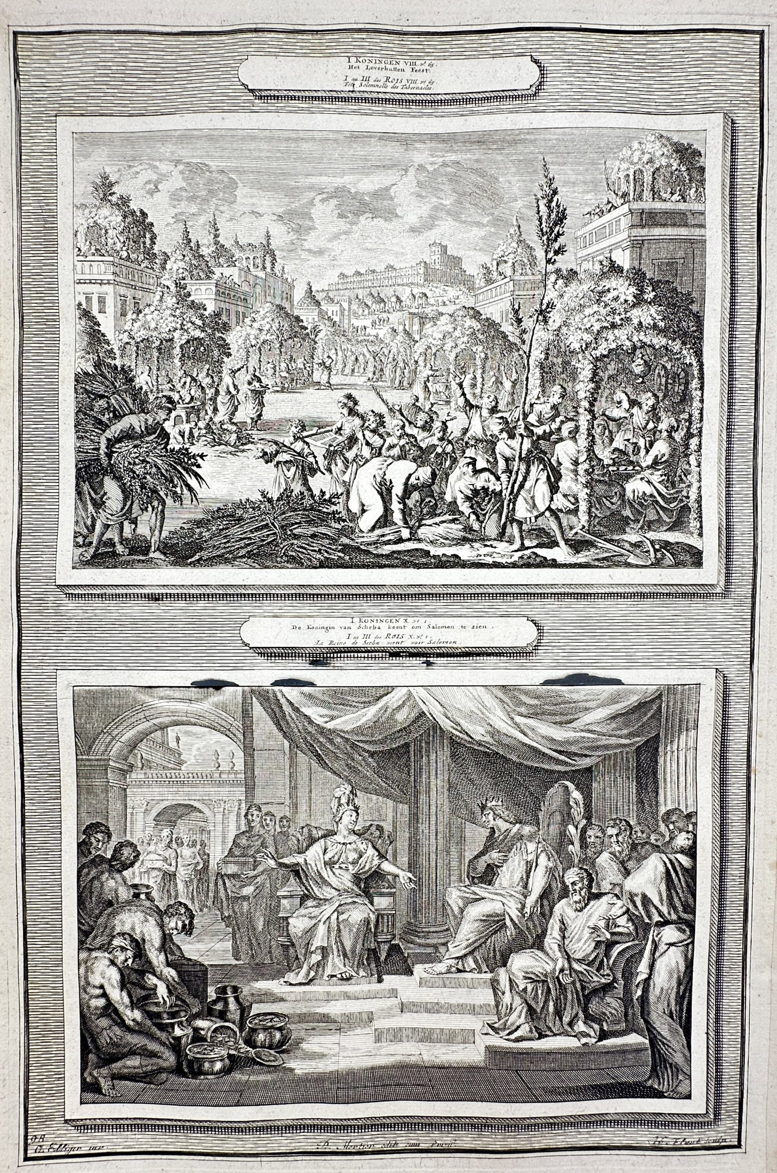 Pieter Mortier – View of the Adoration of the Tabernacle and the Queen of Sheba before Solomon (1 of 2)