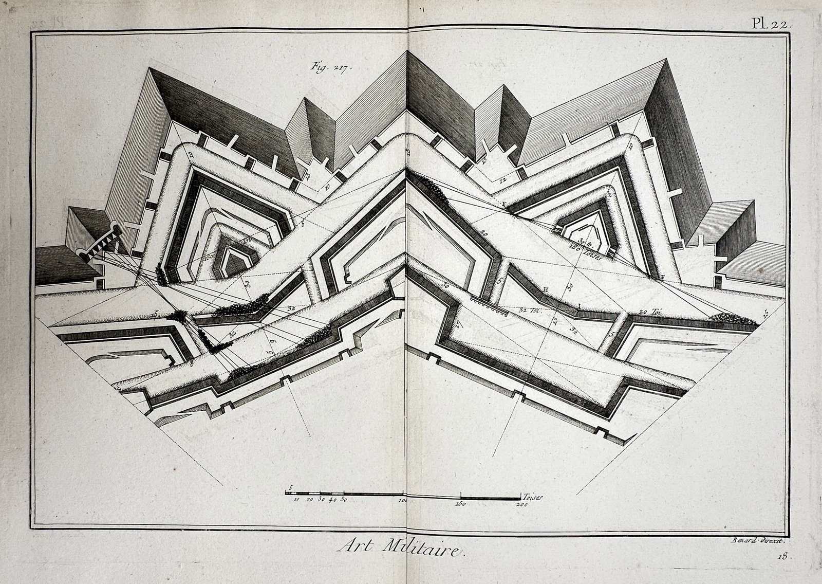Robert Bénard (1734–1777) – View of Military Fortifications – Copper engraving (c. (1 of 2)