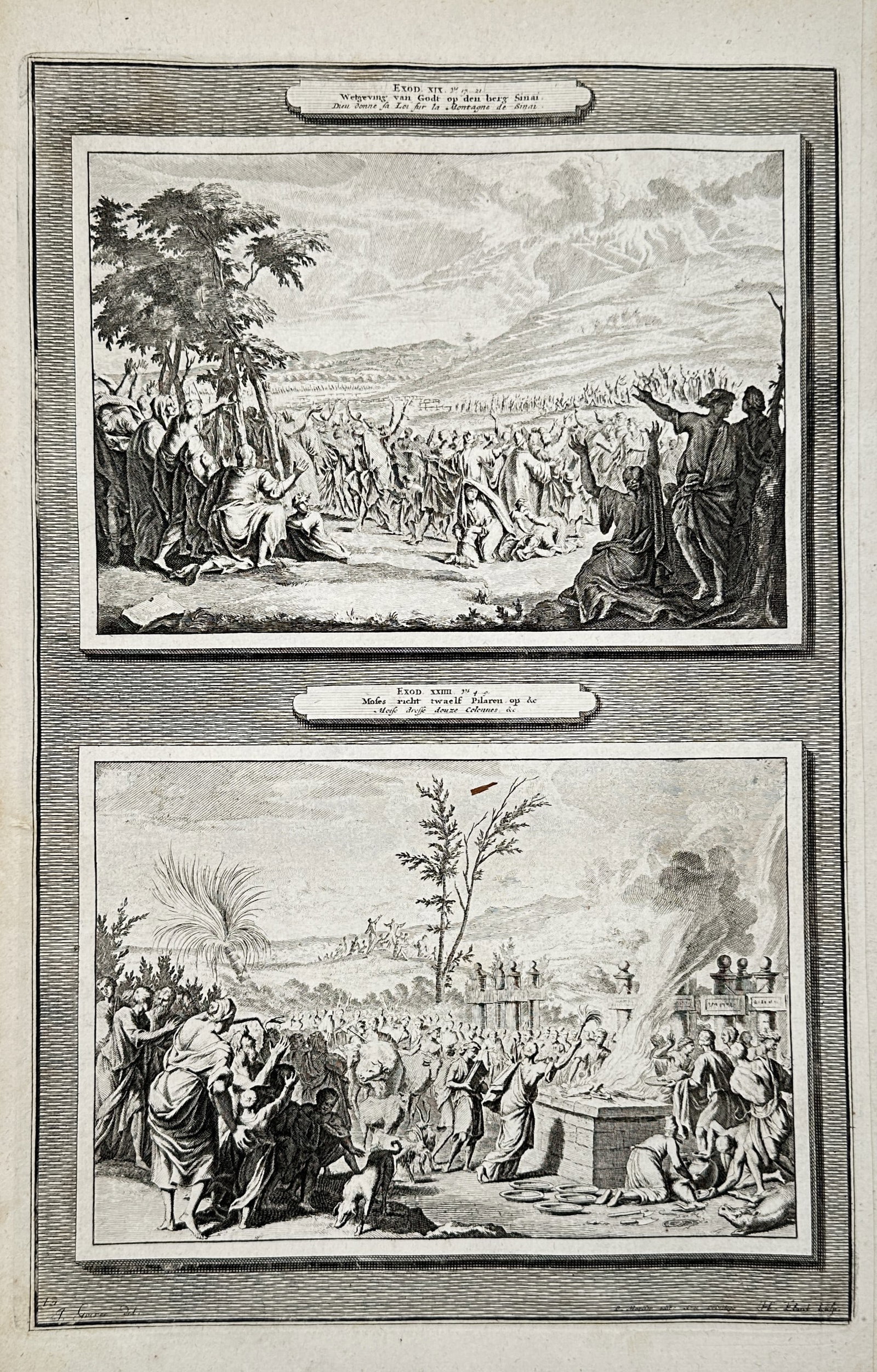 Pieter Mortier (1661–1711) – The Appearance of God on Sinai and The Altar of Burnt Offering (1 of 2)