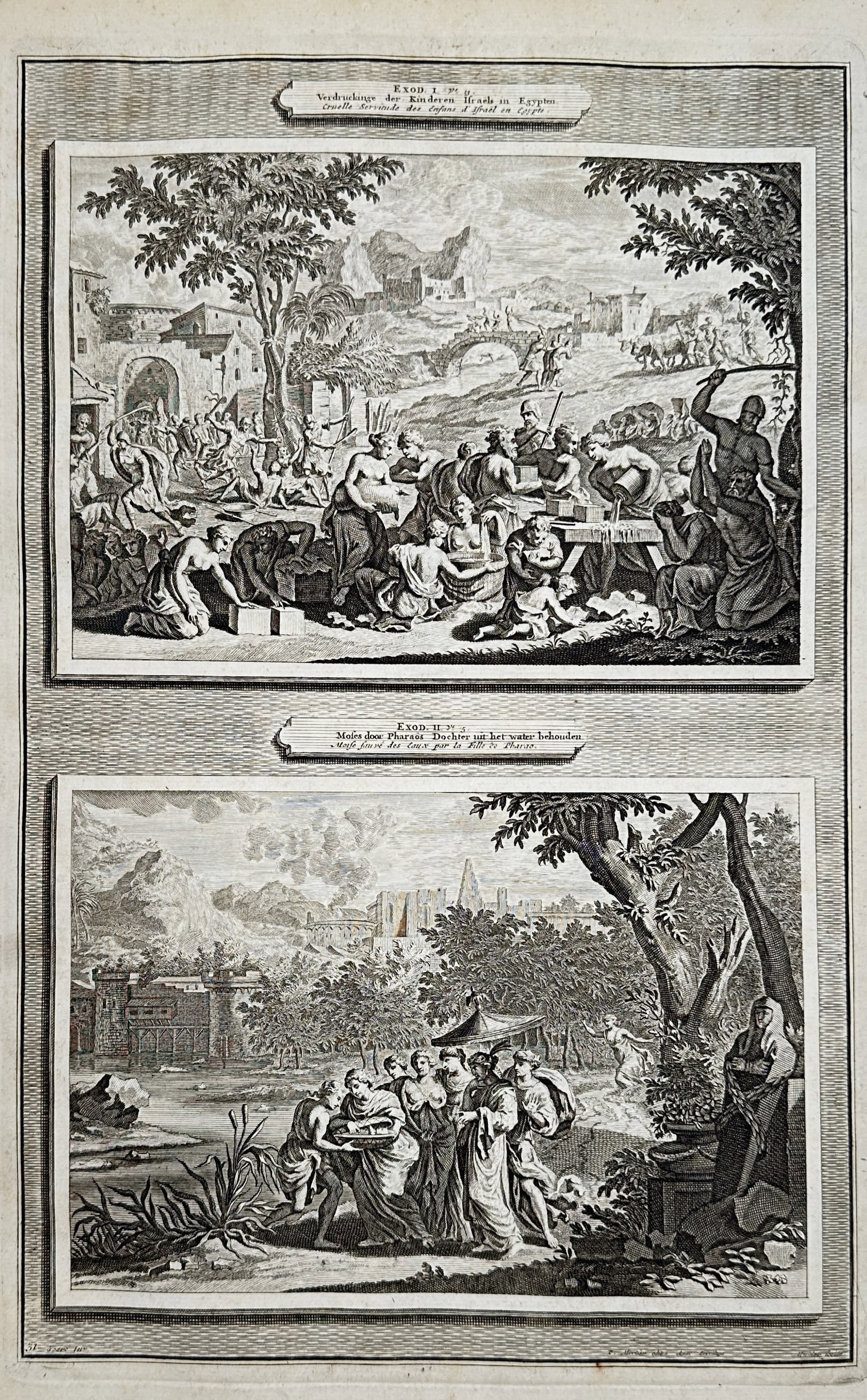 Pieter Mortier (1661–1711) – The Plague of Boils and The Plague of Flies – Etching and (1 of 2)