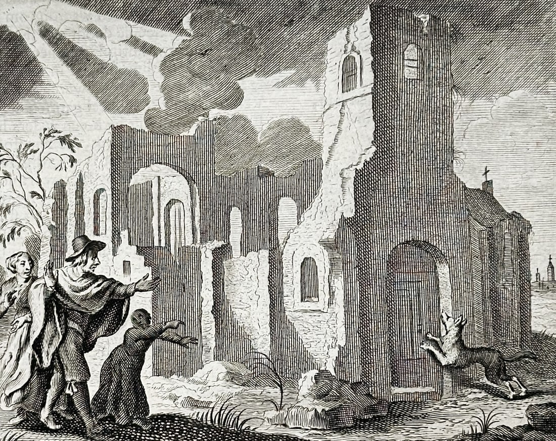 Jan Luyken (1649-1712) – The Wolf in the Church – Etching (1726) (1 of 3)