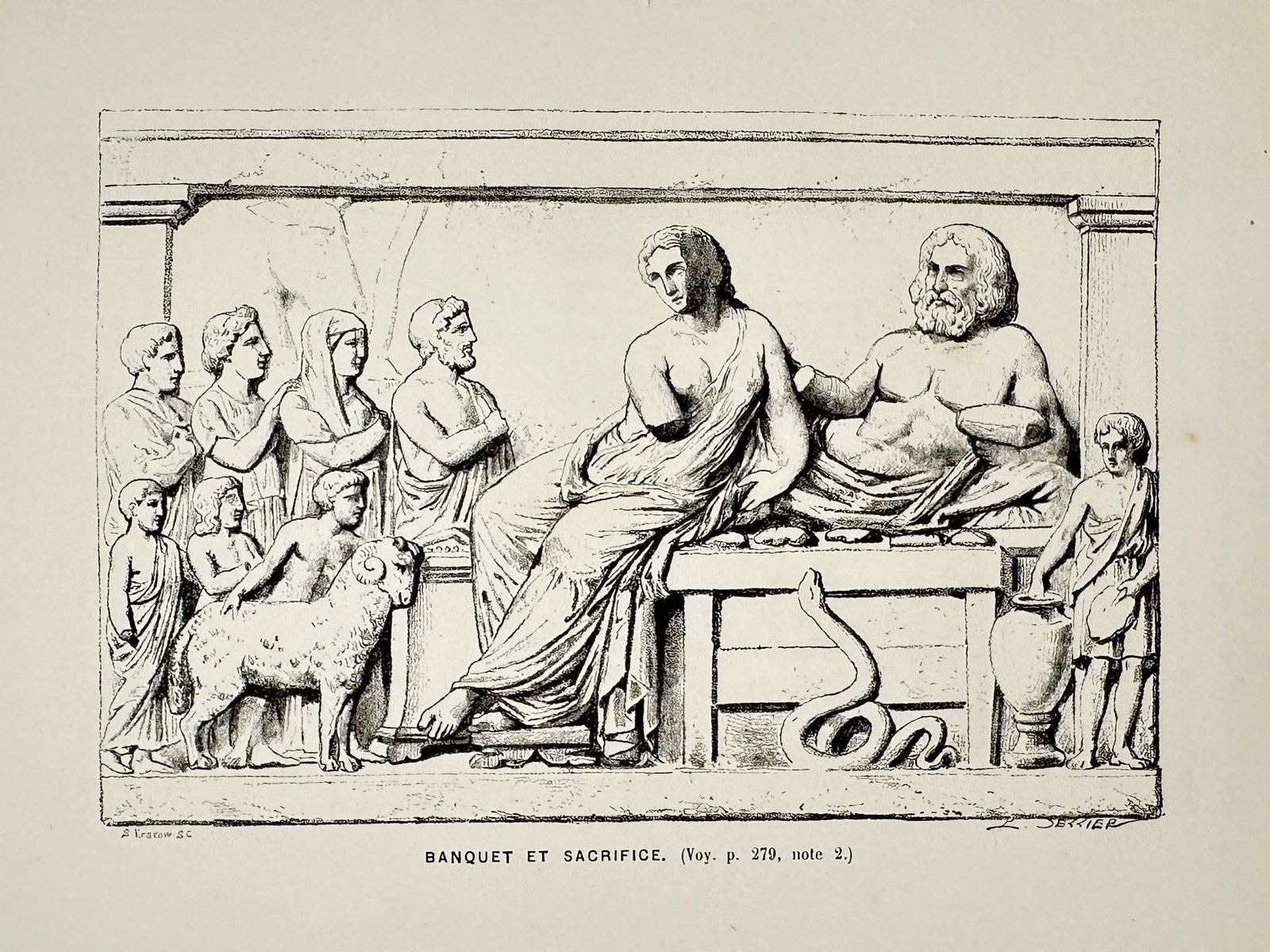 Victor Duruy (1811-1894) – Banquet and Sacrifice – Wood engraving (1880) (1 of 2)