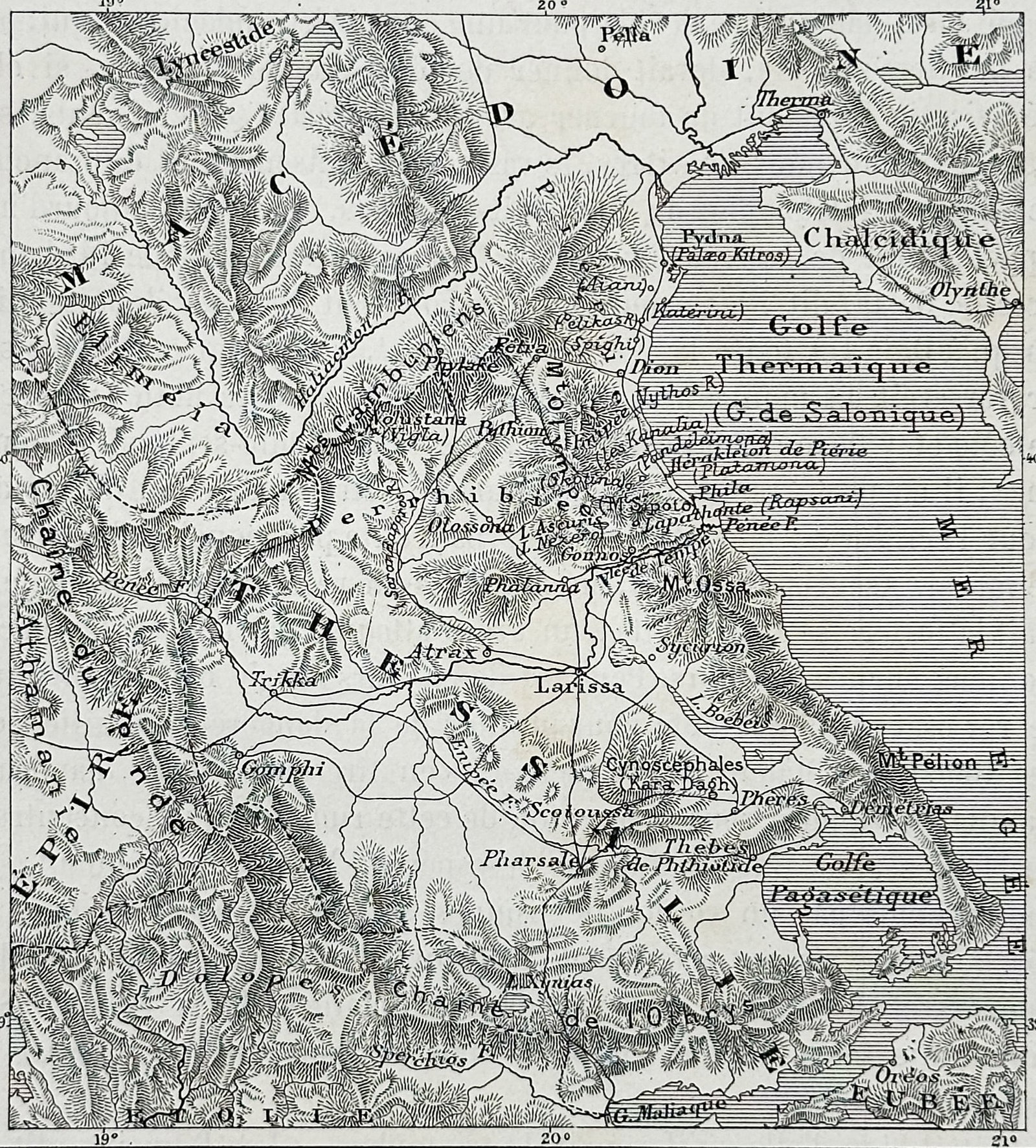 Victor Duruy – Map of Lower Macedonia – Greece – Wood engraving (1881) (1 of 3)