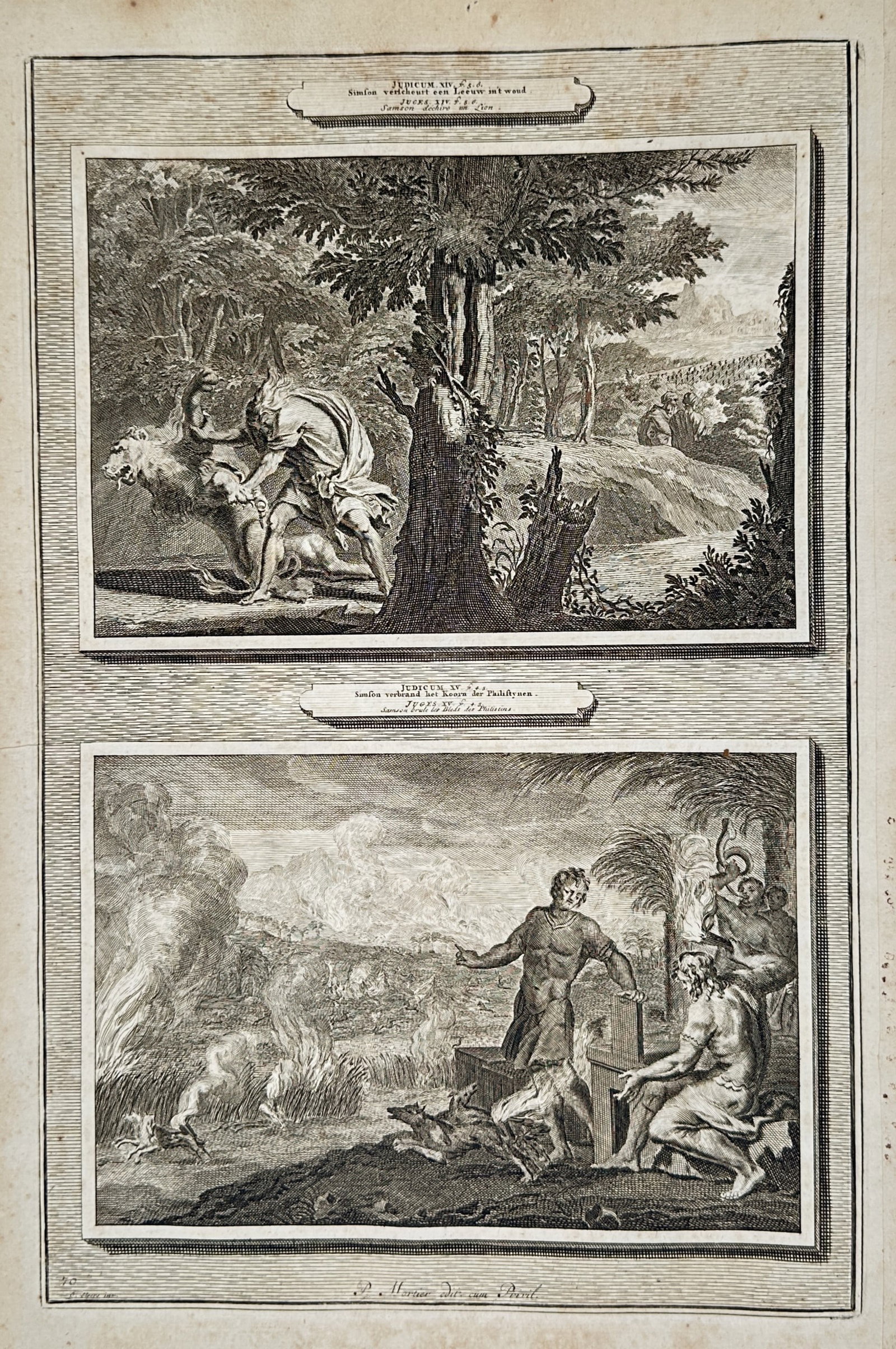 Pieter Mortier – The Plague of Locusts and the Plague of Darkness – Etching and engraving (1700): "Exod. X. v. 13. & Exod. X. v. 22." contains two registers illustrating the eighth and ninth plagues of Egypt. The upper scene depicts a vast swarm of locusts descending upon the Egyptian countryside 