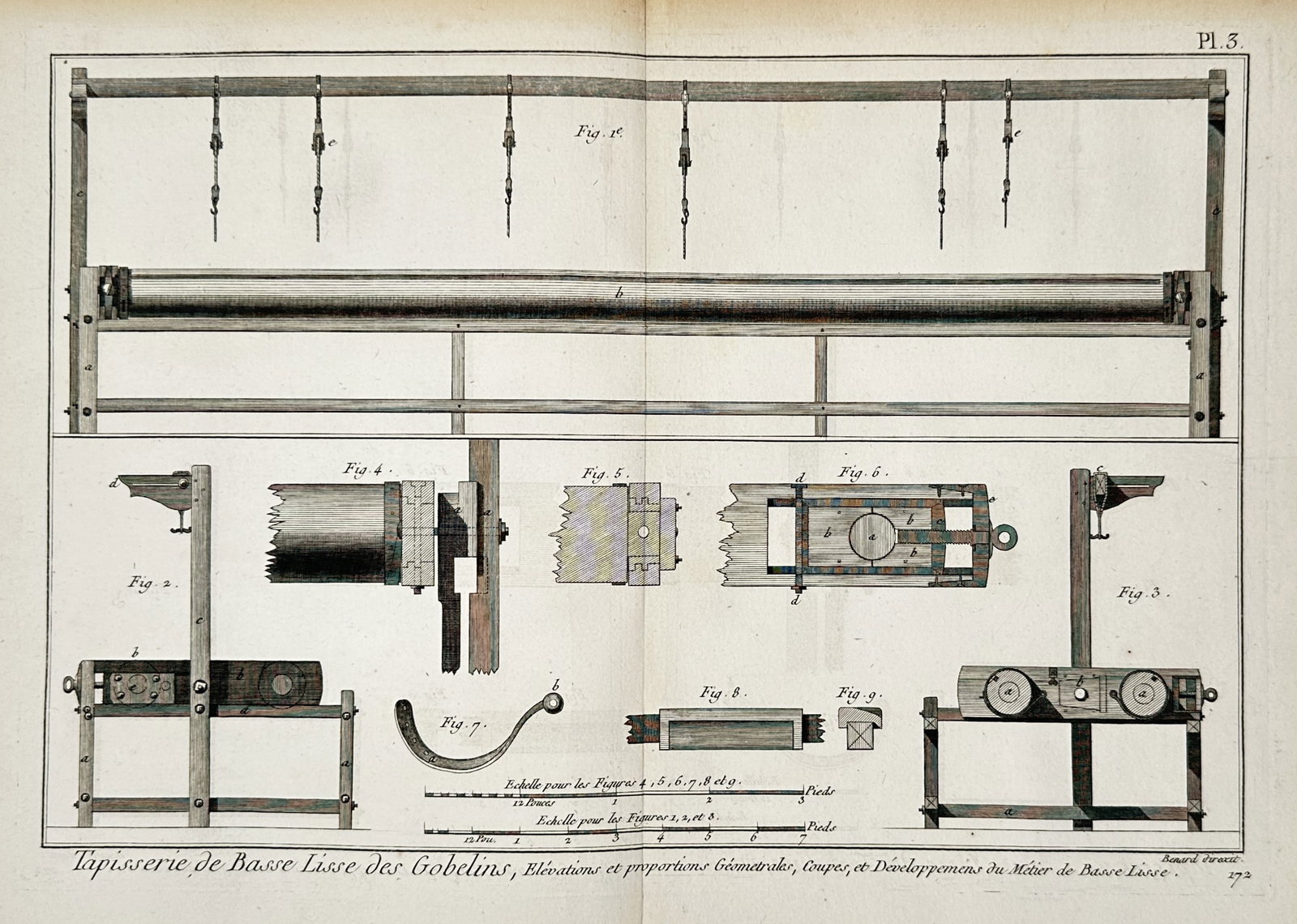 Robert Benard – View of Gobelins Low Warp Tapestry Loom and Mechanisms (1 of 2)