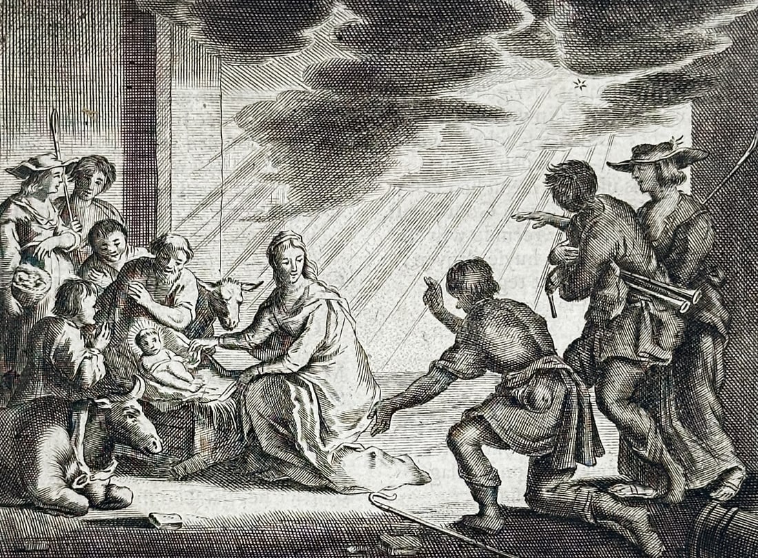 Jan Luyken (1649–1712) – The Adoration of the Shepherds – Etching (1711) (1 of 3)