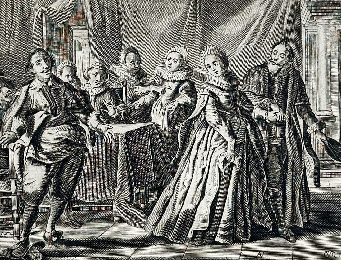 Jan Luyken (1649–1712) – The Elegant Company in an Interior – Etching (1711) (1 of 3)
