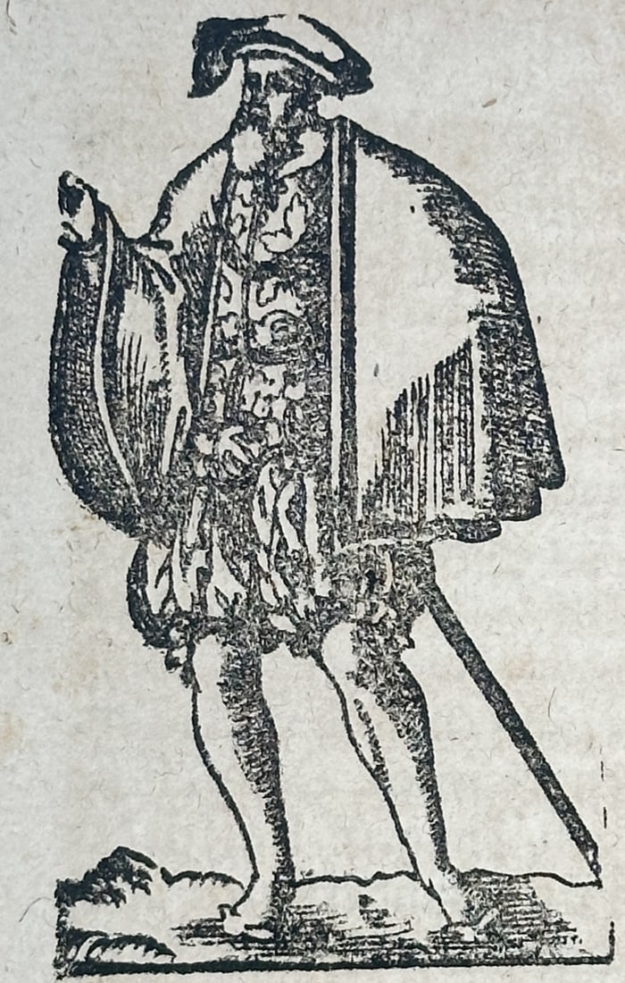 Sebastian Munster (1488-1552) – Chronicles of King Emanuel and Portuguese Exploration: "Das Ander Buch" is a historical woodcut page detailing the reign of King Emanuel of Portugal and the early expeditions to the New World. The leaf features a woodcut portrait of a nobleman in Renaissa