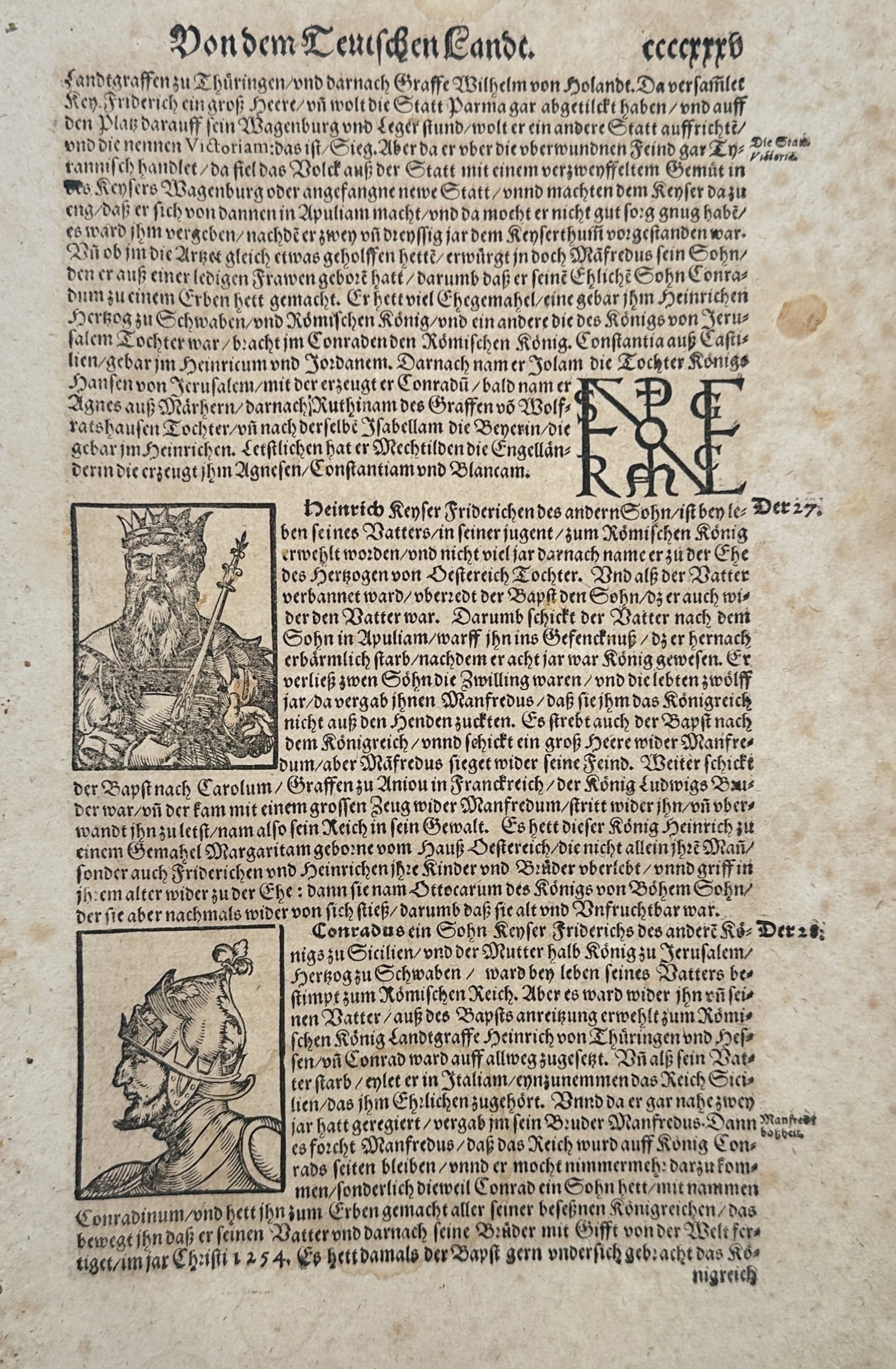 Sebastian Munster (1488-1552) – Portraits of Emperor Henry VII and Conrad IV – Woodcut (1550) (1 of 2)