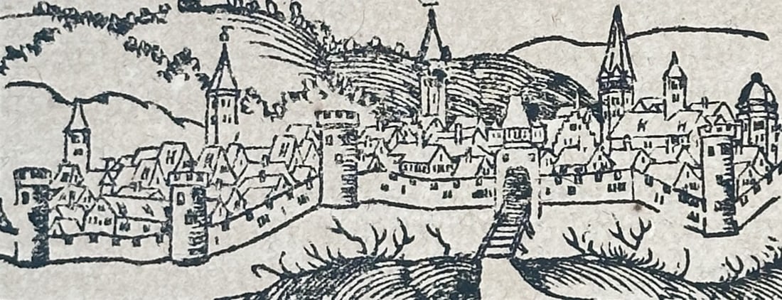 Sebastian Munster (1488-1552) – View of Mantua and Italian Chronicles – Woodcut (1550) (1 of 3)